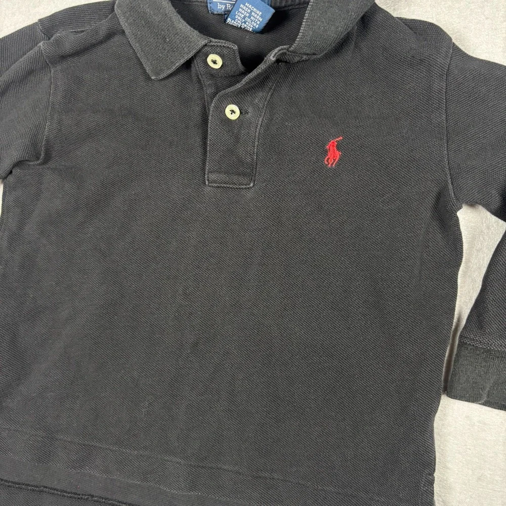 Polo Ralph Lauren Toddler Boys 2/2T Black Long Sleeve Polo Shirt Red Pony Cotton
